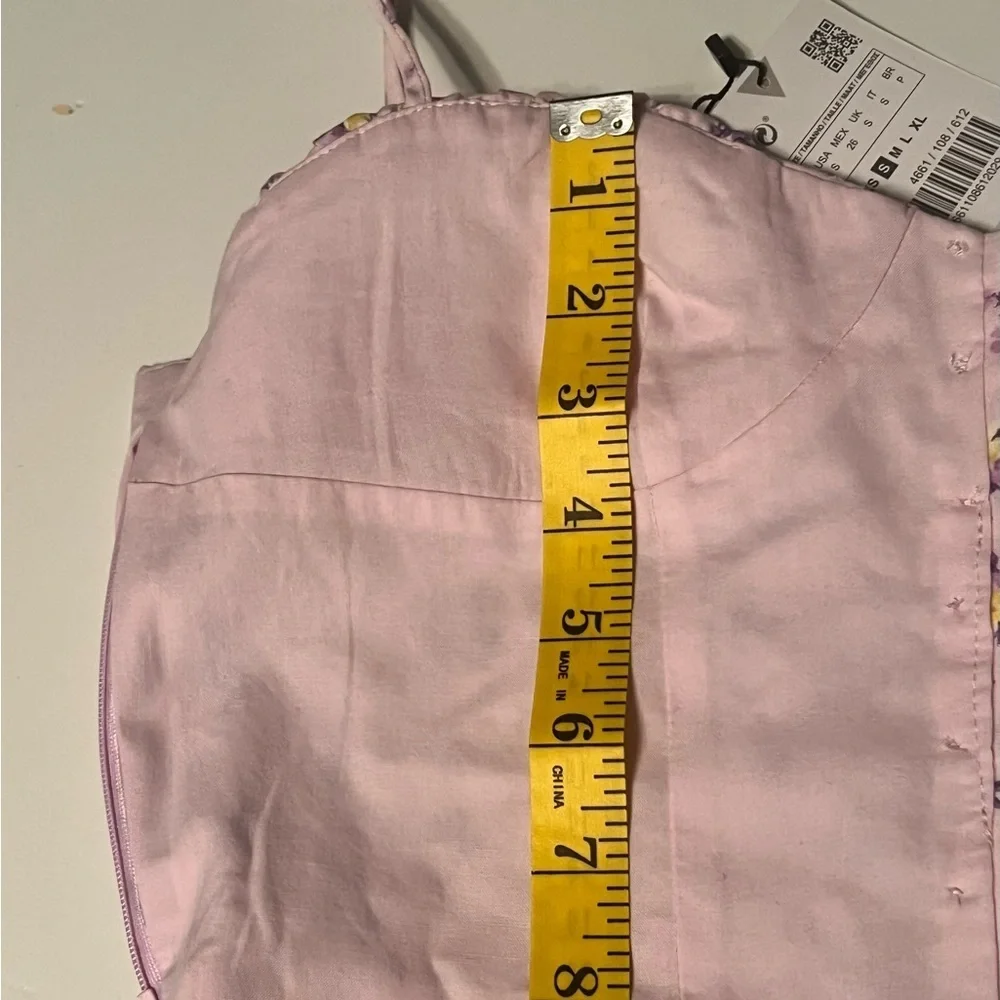 Zara Floral Print Bralette Crop Top Bustier Pink NWT small spaghetti straps - Picture 10 of 10